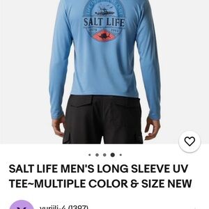 Salt Life Men's Light Blue UV Protection Long Sleeve Shirt no tags